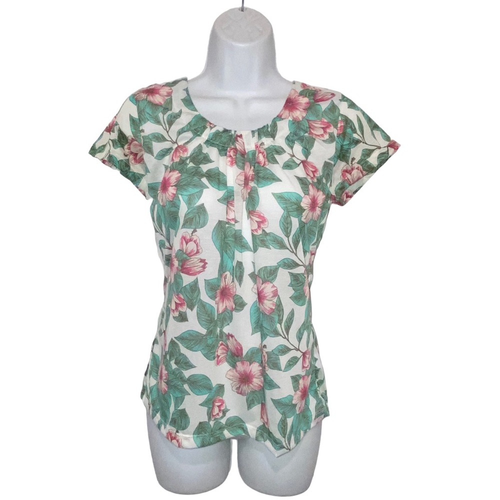 Kim Rogers Boho Floral Tropical Lightweight Semi Sheer Top - Women’s Small - Picture 1 of 9